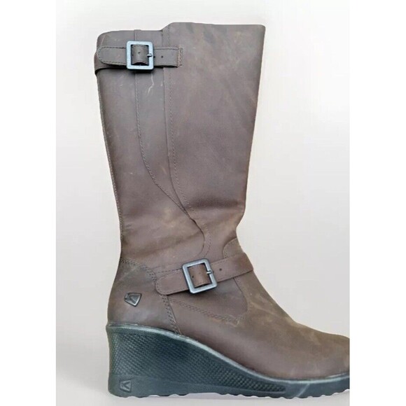 Keen Women’s Brown Mid-Calf Wedge Boots – Zip Up (Size 6.5 US) Fall Winter - Picture 2 of 11